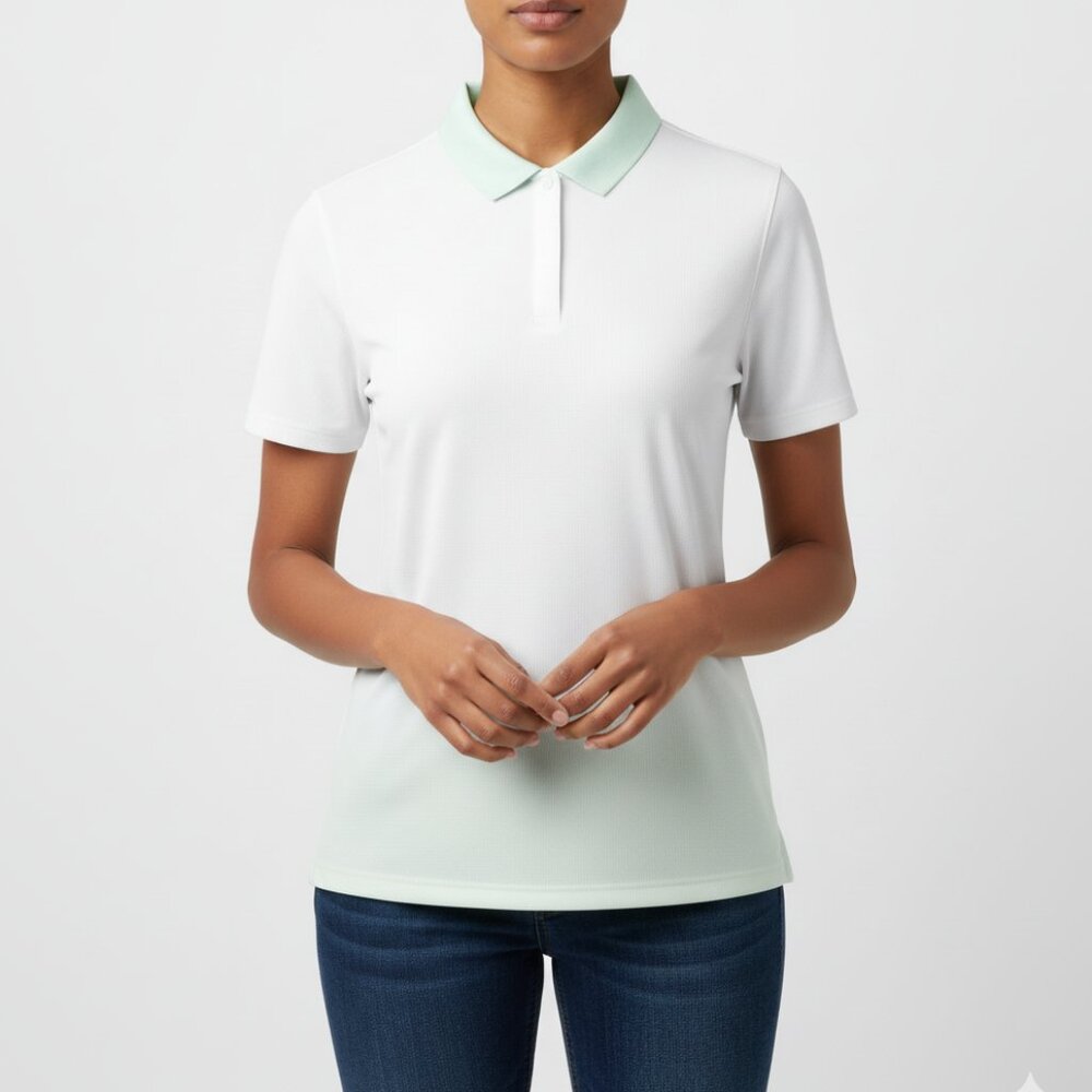 NWT Under Armour White HeatGear Golf Polo with Mint Collar – Women’s S‎